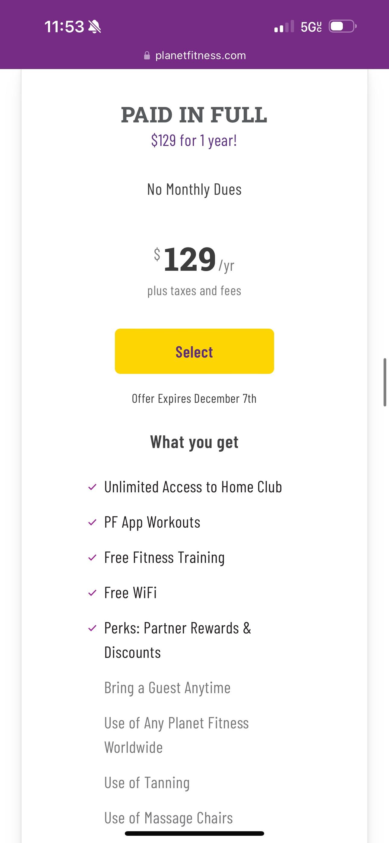 can you pay cash for a planet fitness membership