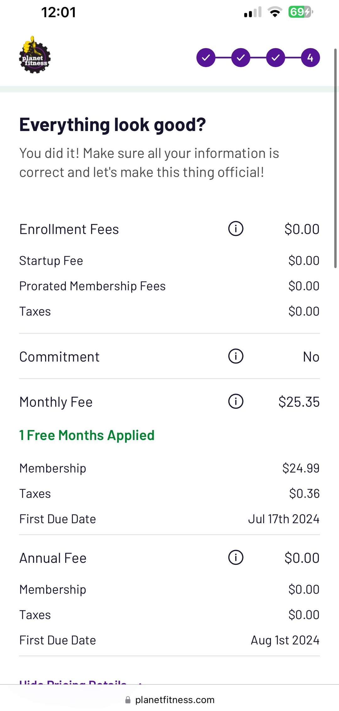 does planet fitness charge annual fee