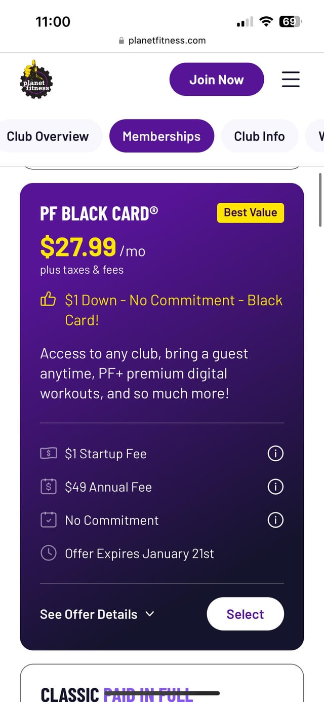 black card membership for planet fitness